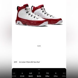 Air Jordan 9 Retro BG 'Gym Red' size 6.5 youth boys